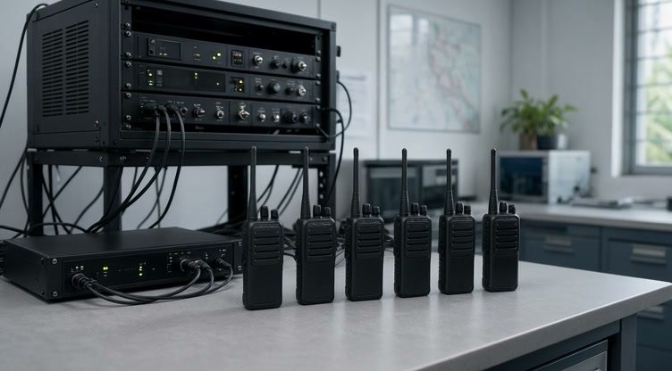 Generated repeaters & handhelds scene; not a customer photograph