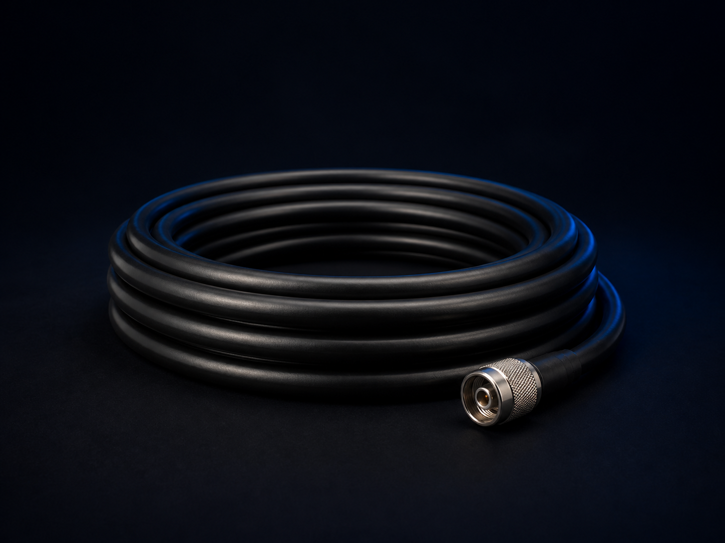Coiled low-loss RF feeder cable