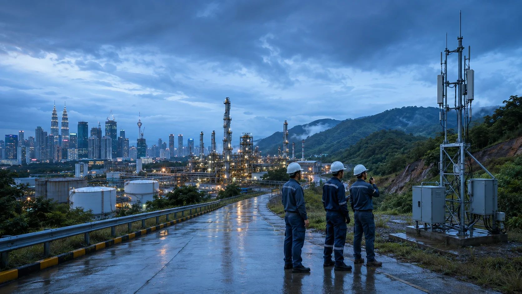 Urban, industrial and remote Malaysian environments connected by professional radio systems