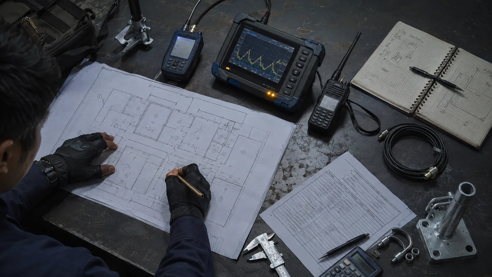 RF engineer turning site measurements and plans into a radio system design