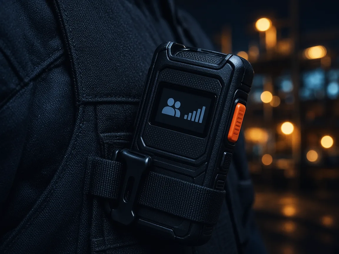 Illustration: rugged PoC handset clipped to a vest