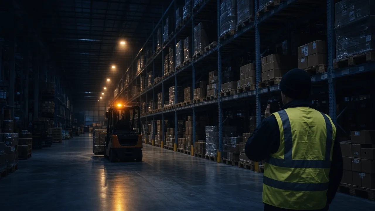 Illustration: warehouse with forklift