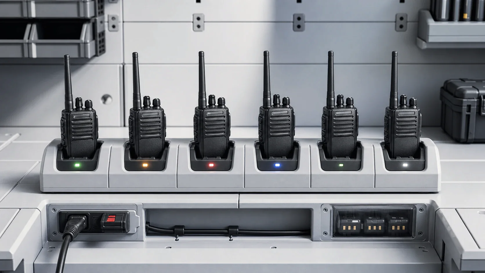 Six-way radio charger